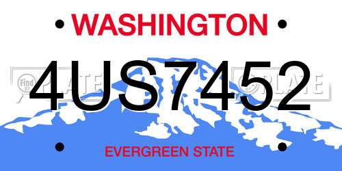 4US7452 Washington License Plate