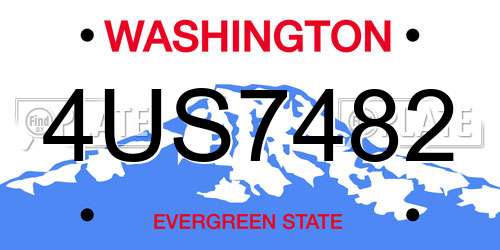 4US7482 Washington License Plate