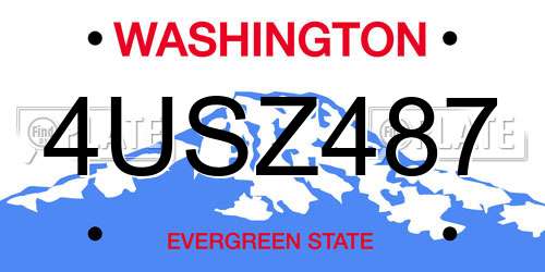 4USZ487 Washington License Plate