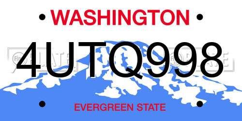 4UTQ998 Washington License Plate