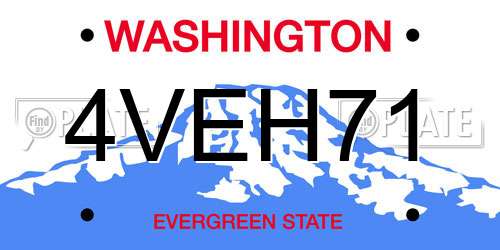 4VEH71 Washington License Plate