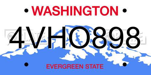4VHO898 Washington License Plate