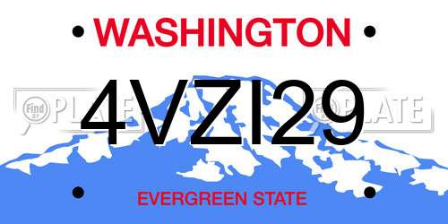 4VZI29 Washington License Plate