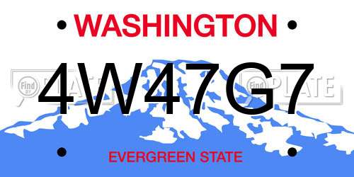 4W47G7 Washington License Plate