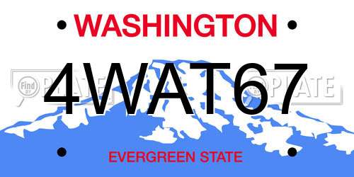 4WAT67 Washington License Plate