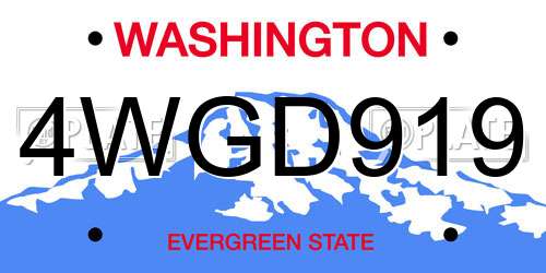 4WGD919 Washington License Plate