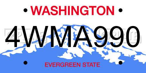 4WMA990 Washington License Plate