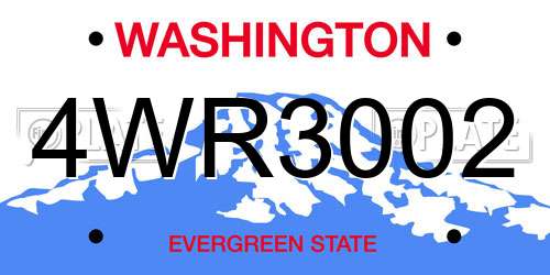 4WR3002 Washington License Plate