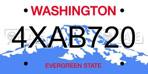 4XAB720 Washington License Plate