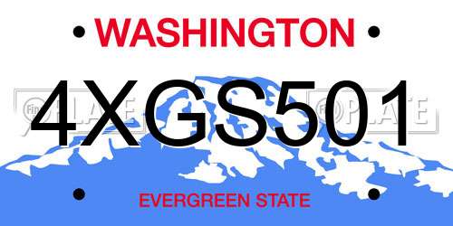 4XGS501 Washington License Plate