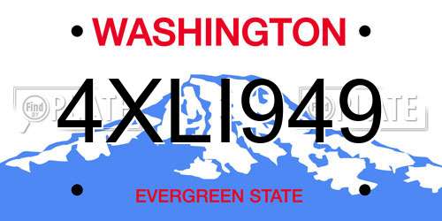 4XLI949 Washington License Plate