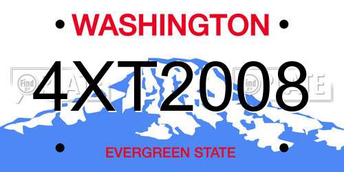 4XT2008 Washington License Plate
