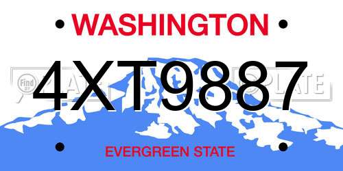 4XT9887 Washington License Plate