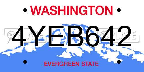 4YEB642 Washington License Plate