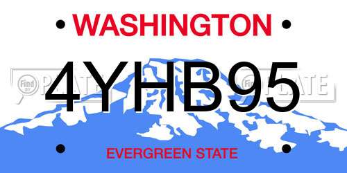 4YHB95 Washington License Plate