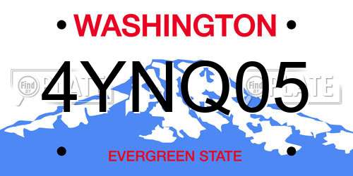 4YNQ05 Washington License Plate