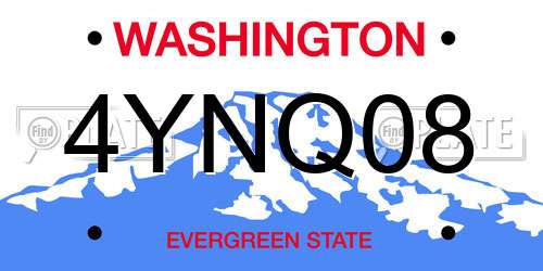 4YNQ08 Washington License Plate
