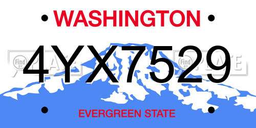 4YX7529 Washington License Plate
