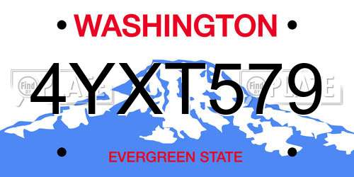 4YXT579 Washington License Plate