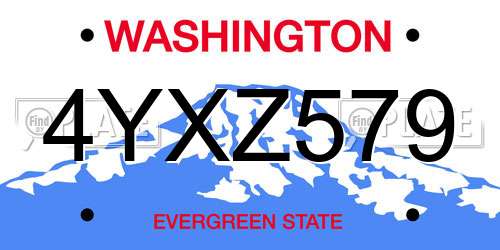 4YXZ579 Washington License Plate
