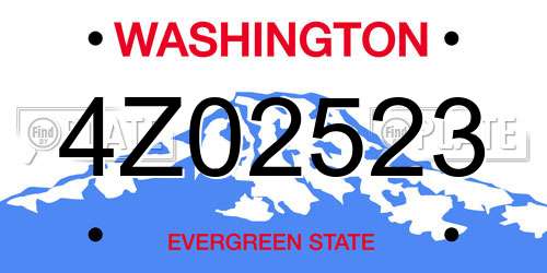 4Z02523 Washington License Plate