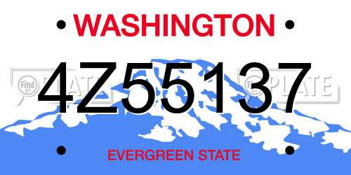 4Z55137 Washington License Plate