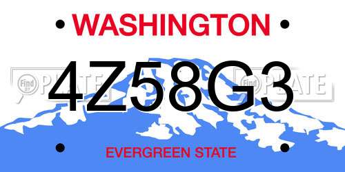 4Z58G3 Washington License Plate