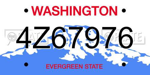 4Z67976 Washington License Plate