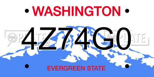 4Z74G0 Washington License Plate