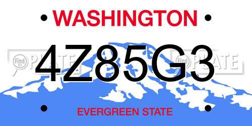 4Z85G3 Washington License Plate