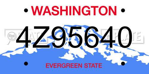 4Z95640 Washington License Plate