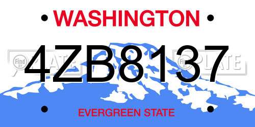 4ZB8137 Washington License Plate