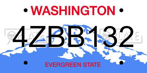 4ZBB132 Washington License Plate