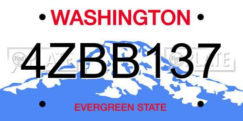 4ZBB137 Washington License Plate