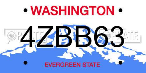 4ZBB63 Washington License Plate