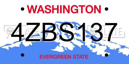 4ZBS137 Washington License Plate
