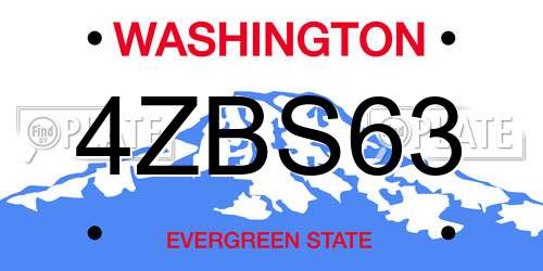 4ZBS63 Washington License Plate