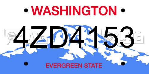 4ZD4153 Washington License Plate