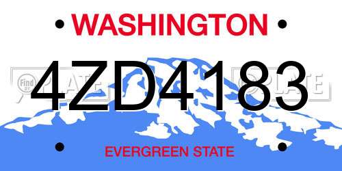 4ZD4183 Washington License Plate