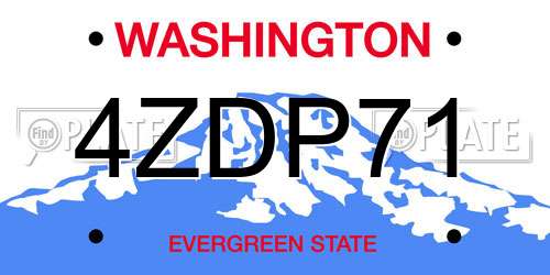 4ZDP71 Washington License Plate