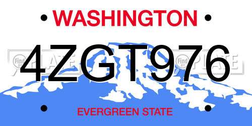 4ZGT976 Washington License Plate