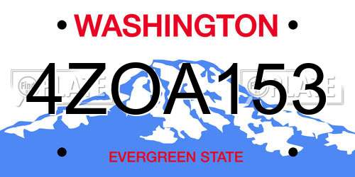 4ZOA153 Washington License Plate