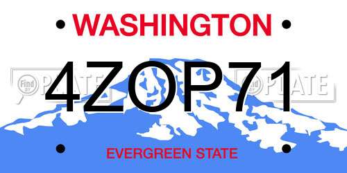 4ZOP71 Washington License Plate