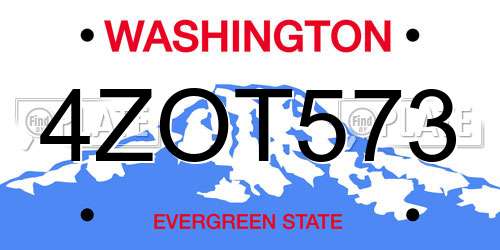 4ZOT573 Washington License Plate