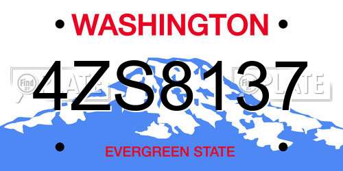4ZS8137 Washington License Plate