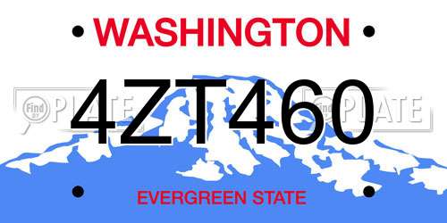 4ZT460 Washington License Plate