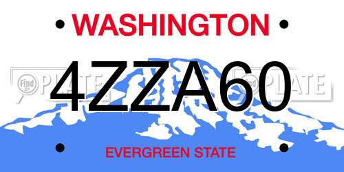 4ZZA60 Washington License Plate