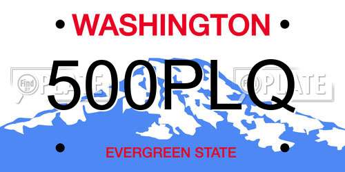 500PLQ Washington License Plate