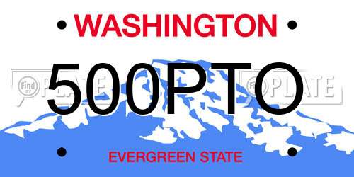 500PTO Washington License Plate