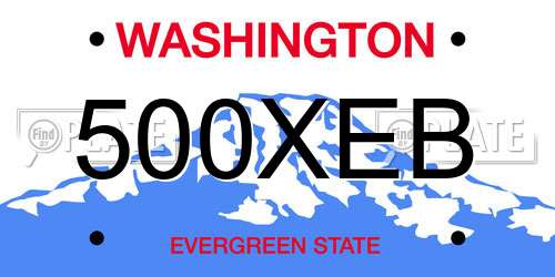 500XEB Washington License Plate